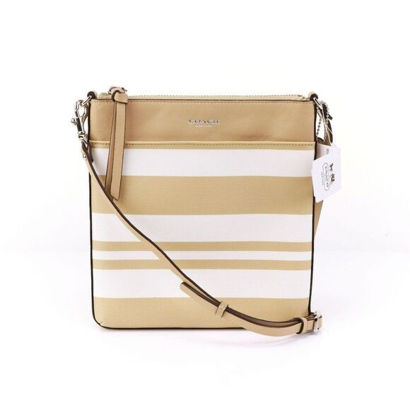 NWT Coach Bleecker Striped Crossbody Bag w outside Slip Pocket - Picture 1 of 9